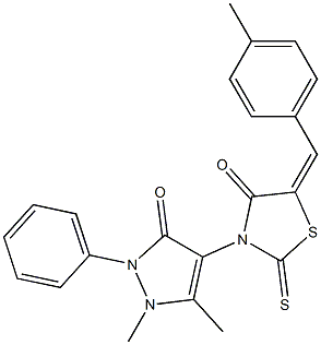 3-(1,5-dimethyl-3-oxo-2-phenyl-2,3-dihydro-1H-pyrazol-4-yl)-5-(4-methylbenzylidene)-2-thioxo-1,3-thiazolidin-4-one Struktur