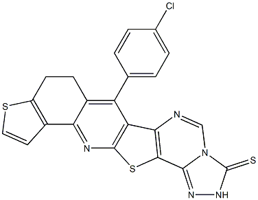 7-(4-chlorophenyl)-8,9-dihydrothieno[2,3-h][1,2,4]triazolo[3'',4'':6',1']pyrimido[4',5':4,5]thieno[2,3-b]quinoline-3(2H)-thione Struktur