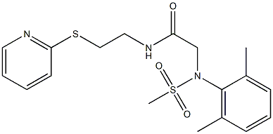 2-[2,6-dimethyl(methylsulfonyl)anilino]-N-[2-(2-pyridinylsulfanyl)ethyl]acetamide Struktur