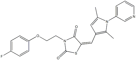 5-{[2,5-dimethyl-1-(3-pyridinyl)-1H-pyrrol-3-yl]methylene}-3-[2-(4-fluorophenoxy)ethyl]-1,3-thiazolidine-2,4-dione Struktur