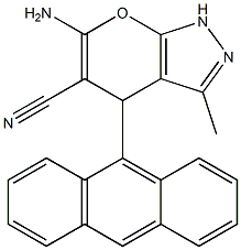 6-amino-4-(9-anthryl)-3-methyl-1,4-dihydropyrano[2,3-c]pyrazole-5-carbonitrile Struktur