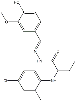 2-(4-chloro-2-methylanilino)-N'-(4-hydroxy-3-methoxybenzylidene)butanohydrazide Struktur