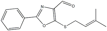 5-[(3-methyl-2-butenyl)sulfanyl]-2-phenyl-1,3-oxazole-4-carbaldehyde Struktur