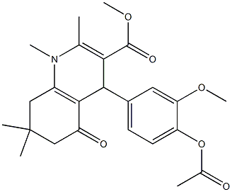 methyl 4-[4-(acetyloxy)-3-methoxyphenyl]-1,2,7,7-tetramethyl-5-oxo-1,4,5,6,7,8-hexahydro-3-quinolinecarboxylate Struktur