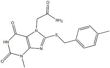 2-{3-methyl-8-[(4-methylbenzyl)sulfanyl]-2,6-dioxo-1,2,3,6-tetrahydro-7H-purin-7-yl}acetamide Struktur