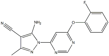 5-amino-1-[6-(2-fluorophenoxy)-4-pyrimidinyl]-3-methyl-1H-pyrazole-4-carbonitrile Struktur