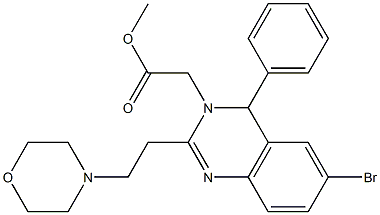 methyl (6-bromo-2-[2-(4-morpholinyl)ethyl]-4-phenyl-3(4H)-quinazolinyl)acetate Struktur