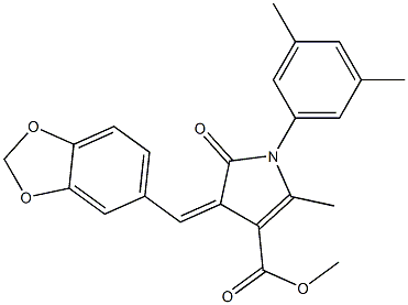 methyl 4-(1,3-benzodioxol-5-ylmethylene)-1-(3,5-dimethylphenyl)-2-methyl-5-oxo-4,5-dihydro-1H-pyrrole-3-carboxylate Struktur