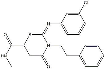 2-[(3-chlorophenyl)imino]-N-methyl-4-oxo-3-(2-phenylethyl)-1,3-thiazinane-6-carboxamide Struktur