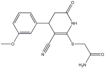 2-{[3-cyano-4-(3-methoxyphenyl)-6-oxo-1,4,5,6-tetrahydro-2-pyridinyl]sulfanyl}acetamide Struktur