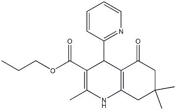 propyl 2,7,7-trimethyl-5-oxo-4-(2-pyridinyl)-1,4,5,6,7,8-hexahydro-3-quinolinecarboxylate Struktur