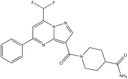 1-{[7-(difluoromethyl)-5-phenylpyrazolo[1,5-a]pyrimidin-3-yl]carbonyl}-4-piperidinecarboxamide Struktur