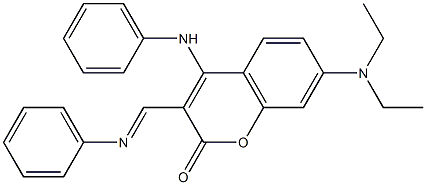 4-anilino-7-(diethylamino)-3-[(phenylimino)methyl]-2H-chromen-2-one Struktur