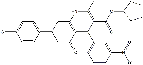 cyclopentyl 7-(4-chlorophenyl)-4-{3-nitrophenyl}-2-methyl-5-oxo-1,4,5,6,7,8-hexahydro-3-quinolinecarboxylate Struktur