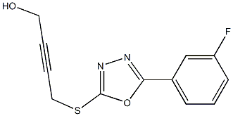 4-{[5-(3-fluorophenyl)-1,3,4-oxadiazol-2-yl]sulfanyl}-2-butyn-1-ol Struktur