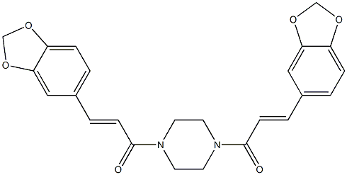 1,4-bis[3-(1,3-benzodioxol-5-yl)acryloyl]piperazine Struktur