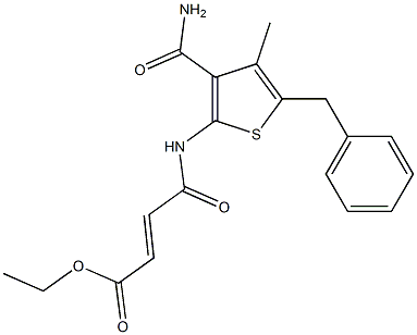 ethyl 4-{[3-(aminocarbonyl)-5-benzyl-4-methyl-2-thienyl]amino}-4-oxo-2-butenoate Struktur