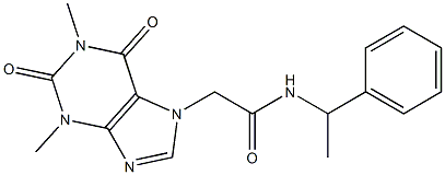 2-(1,3-dimethyl-2,6-dioxo-1,2,3,6-tetrahydro-7H-purin-7-yl)-N-(1-phenylethyl)acetamide Struktur