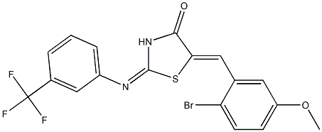 5-(2-bromo-5-methoxybenzylidene)-2-{[3-(trifluoromethyl)phenyl]imino}-1,3-thiazolidin-4-one Struktur