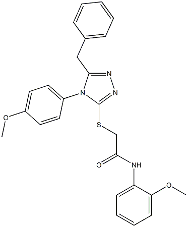 2-{[5-benzyl-4-(4-methoxyphenyl)-4H-1,2,4-triazol-3-yl]sulfanyl}-N-(2-methoxyphenyl)acetamide Struktur