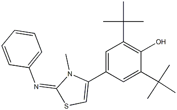 2,6-ditert-butyl-4-[3-methyl-2-(phenylimino)-2,3-dihydro-1,3-thiazol-4-yl]phenol Struktur