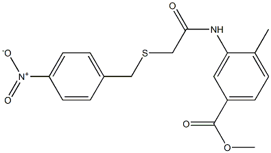 methyl 3-{[({4-nitrobenzyl}sulfanyl)acetyl]amino}-4-methylbenzoate Struktur