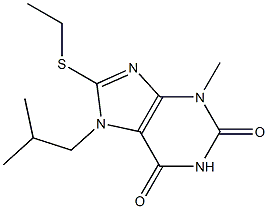 8-(ethylsulfanyl)-7-isobutyl-3-methyl-3,7-dihydro-1H-purine-2,6-dione Struktur