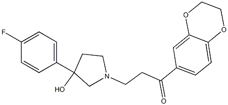 1-(2,3-dihydro-1,4-benzodioxin-6-yl)-3-[3-(4-fluorophenyl)-3-hydroxy-1-pyrrolidinyl]-1-propanone Struktur