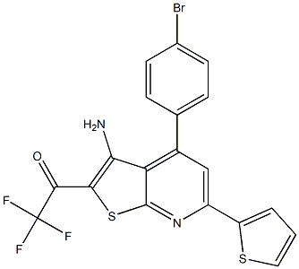 1-[3-amino-4-(4-bromophenyl)-6-(2-thienyl)thieno[2,3-b]pyridin-2-yl]-2,2,2-trifluoroethanone Struktur