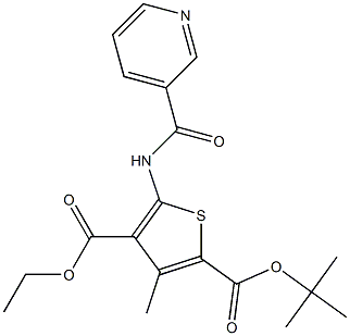 2-tert-butyl 4-ethyl 3-methyl-5-[(3-pyridinylcarbonyl)amino]-2,4-thiophenedicarboxylate Struktur