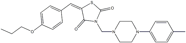 3-{[4-(4-methylphenyl)-1-piperazinyl]methyl}-5-(4-propoxybenzylidene)-1,3-thiazolidine-2,4-dione Struktur