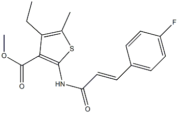 methyl 4-ethyl-2-{[3-(4-fluorophenyl)acryloyl]amino}-5-methyl-3-thiophenecarboxylate Struktur