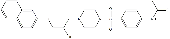 N-[4-({4-[2-hydroxy-3-(2-naphthyloxy)propyl]-1-piperazinyl}sulfonyl)phenyl]acetamide Struktur