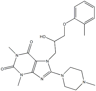 7-[2-hydroxy-3-(2-methylphenoxy)propyl]-1,3-dimethyl-8-(4-methyl-1-piperazinyl)-3,7-dihydro-1H-purine-2,6-dione Struktur