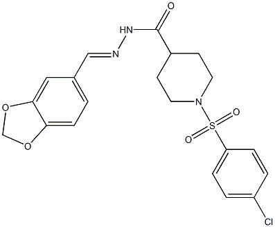 N'-(1,3-benzodioxol-5-ylmethylene)-1-[(4-chlorophenyl)sulfonyl]-4-piperidinecarbohydrazide Struktur