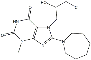 8-(1-azepanyl)-7-(3-chloro-2-hydroxypropyl)-3-methyl-3,7-dihydro-1H-purine-2,6-dione Struktur