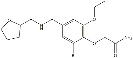 2-(2-bromo-6-ethoxy-4-{[(tetrahydro-2-furanylmethyl)amino]methyl}phenoxy)acetamide Struktur