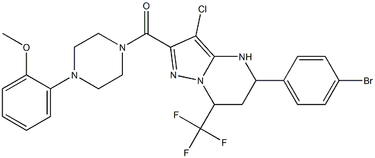 2-(4-{[5-(4-bromophenyl)-3-chloro-7-(trifluoromethyl)-4,5,6,7-tetrahydropyrazolo[1,5-a]pyrimidin-2-yl]carbonyl}-1-piperazinyl)phenyl methyl ether Struktur