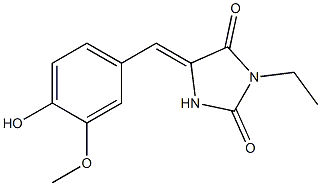 3-ethyl-5-(4-hydroxy-3-methoxybenzylidene)-2,4-imidazolidinedione Struktur