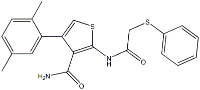 4-(2,5-dimethylphenyl)-2-{[(phenylsulfanyl)acetyl]amino}-3-thiophenecarboxamide Struktur