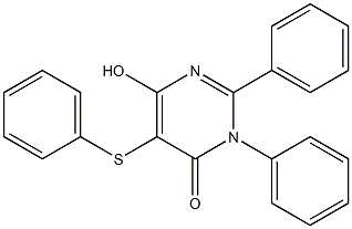 6-hydroxy-2,3-diphenyl-5-(phenylsulfanyl)-4(3H)-pyrimidinone Struktur