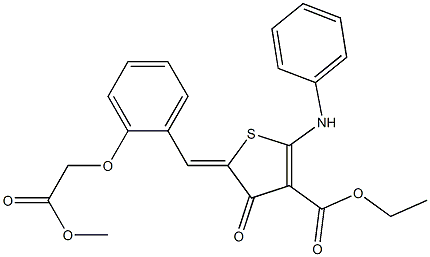 ethyl 2-anilino-5-[2-(2-methoxy-2-oxoethoxy)benzylidene]-4-oxo-4,5-dihydro-3-thiophenecarboxylate Struktur