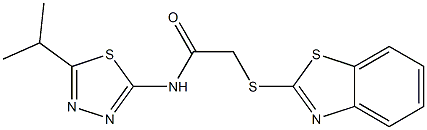 2-(1,3-benzothiazol-2-ylsulfanyl)-N-(5-isopropyl-1,3,4-thiadiazol-2-yl)acetamide Struktur