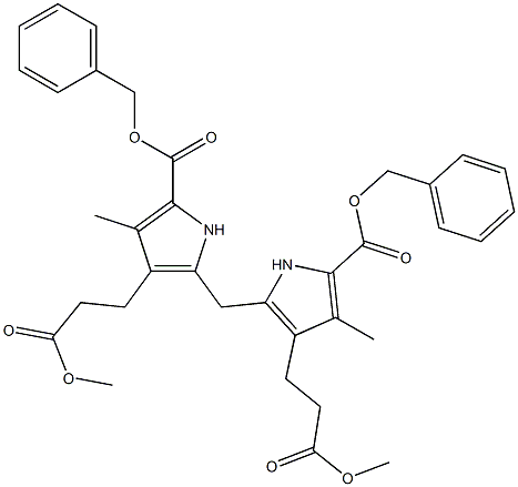 benzyl 5-{[5-[(benzyloxy)carbonyl]-3-(3-methoxy-3-oxopropyl)-4-methyl-1H-pyrrol-2-yl]methyl}-4-(3-methoxy-3-oxopropyl)-3-methyl-1H-pyrrole-2-carboxylate Struktur