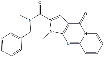 N-benzyl-N,1-dimethyl-4-oxo-1,4-dihydropyrido[1,2-a]pyrrolo[2,3-d]pyrimidine-2-carboxamide Struktur