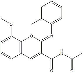 N-acetyl-8-methoxy-2-[(2-methylphenyl)imino]-2H-chromene-3-carboxamide Struktur