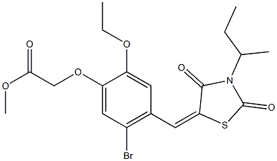 methyl {5-bromo-4-[(3-sec-butyl-2,4-dioxo-1,3-thiazolidin-5-ylidene)methyl]-2-ethoxyphenoxy}acetate Struktur