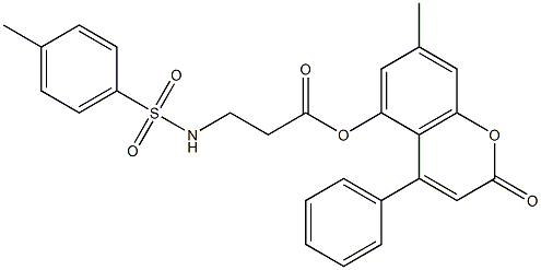 7-methyl-2-oxo-4-phenyl-2H-chromen-5-yl 3-{[(4-methylphenyl)sulfonyl]amino}propanoate Struktur