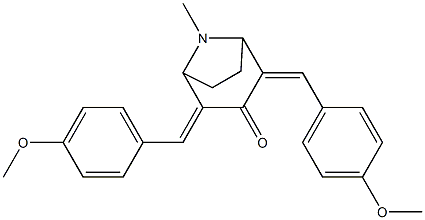 2,4-bis(4-methoxybenzylidene)-8-methyl-8-azabicyclo[3.2.1]octan-3-one Struktur