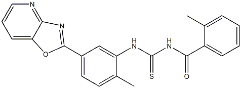 N-(2-methylbenzoyl)-N'-(2-methyl-5-[1,3]oxazolo[4,5-b]pyridin-2-ylphenyl)thiourea Struktur